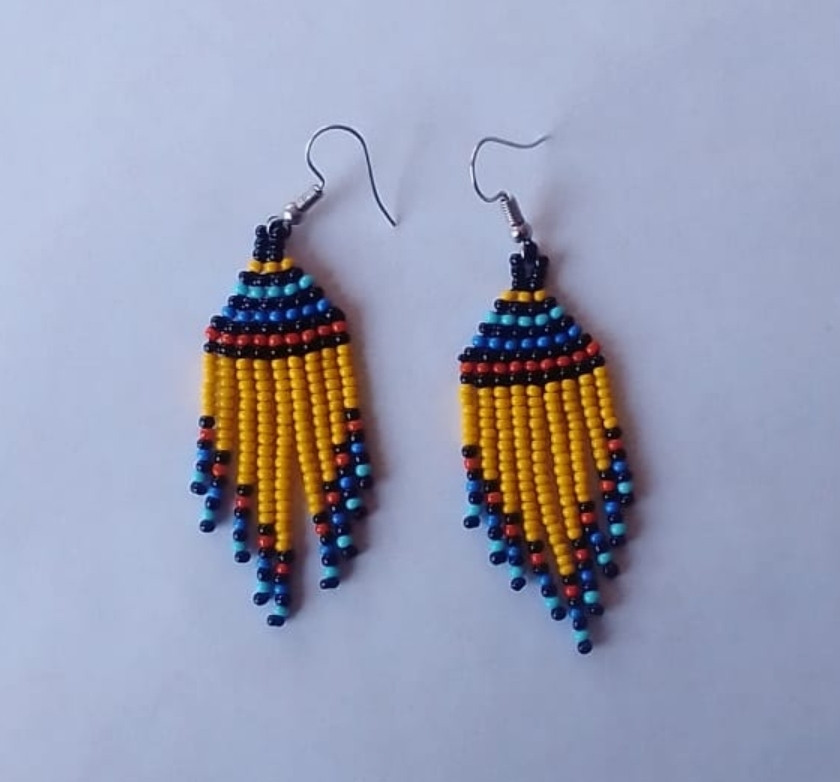 Yellow Native American Beaded Earrings