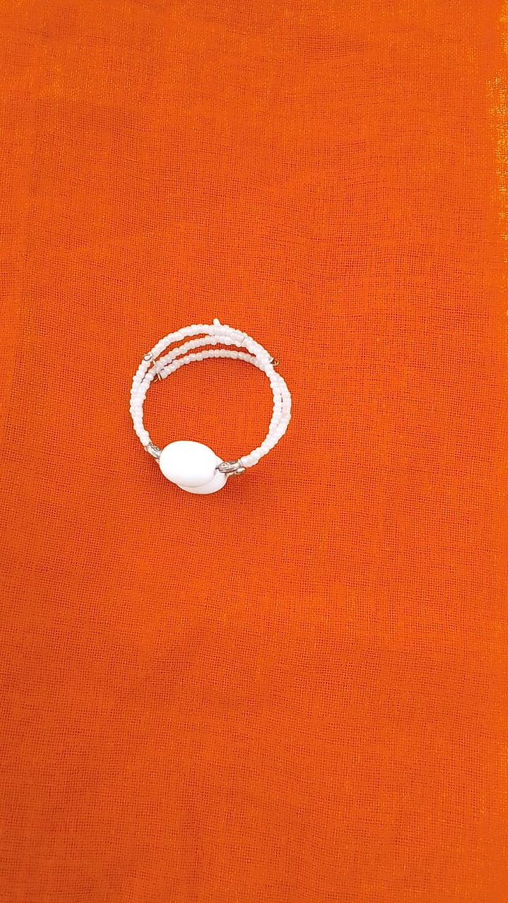 Two White Amber Beaded Bracelet