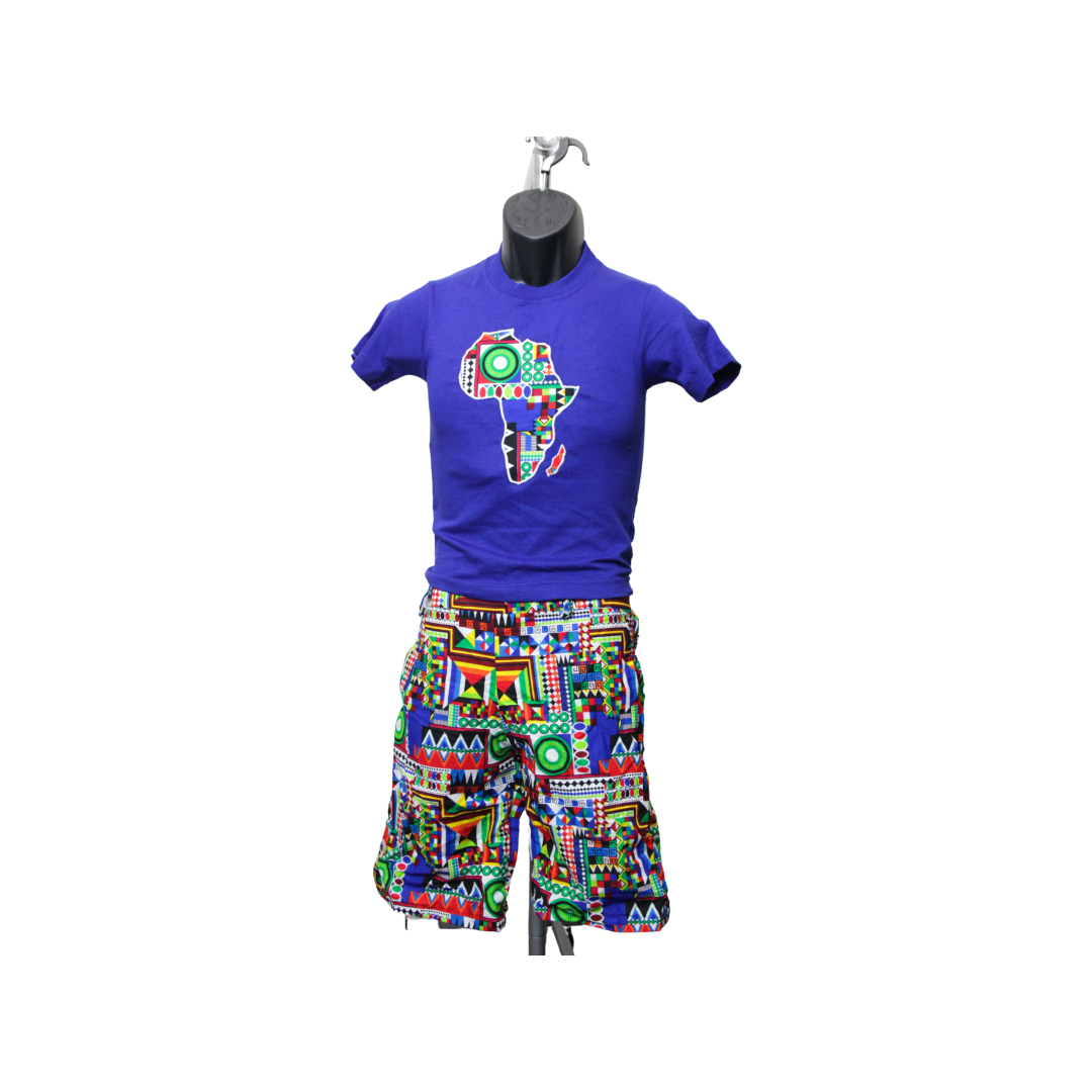 T-shirt with Ankara African map with matching shorts.