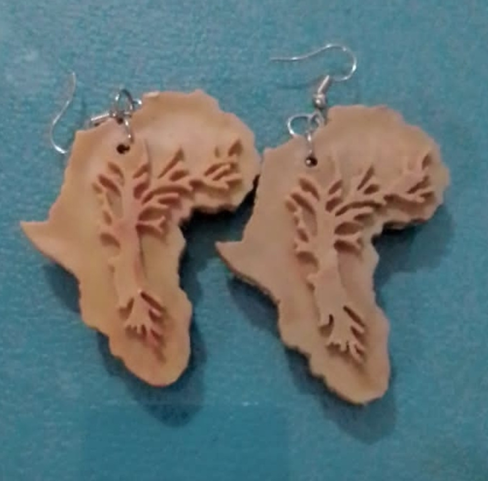 Brown African Shaped Earrings