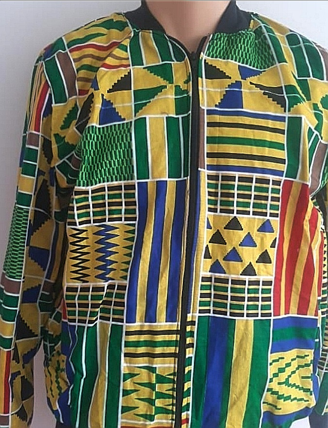 African Print Kente Bomber Jacket
