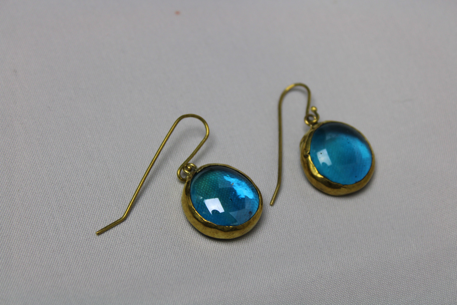 Glass Glossy Sky Blue Earrings