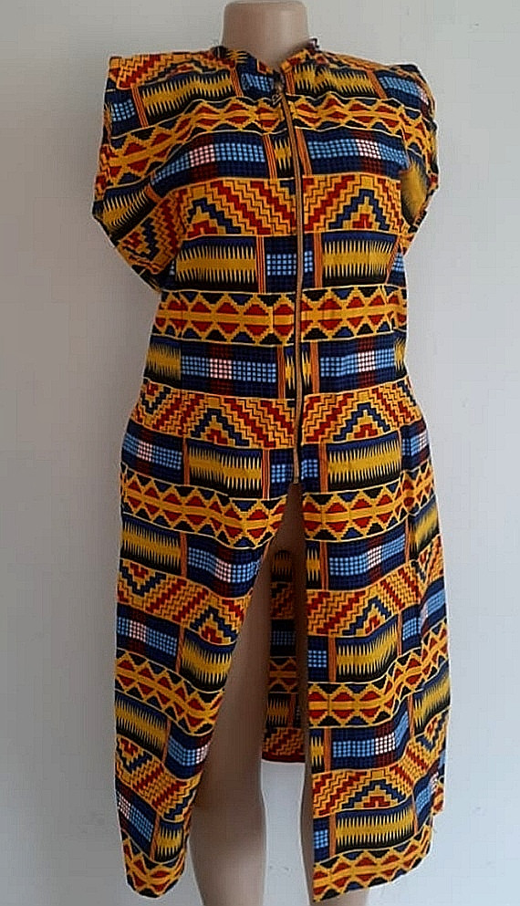 Sleeveless Kimono Jacket With Front Slit