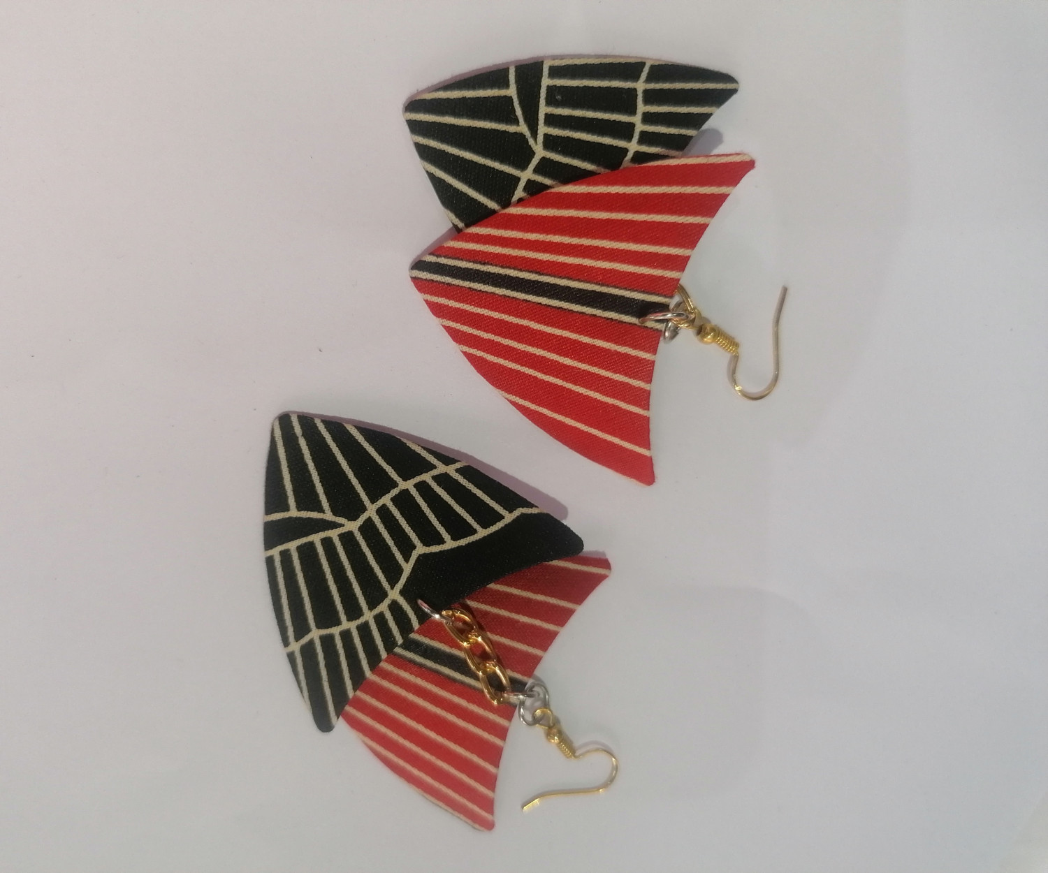 Double Crescent Red And Black Earrings