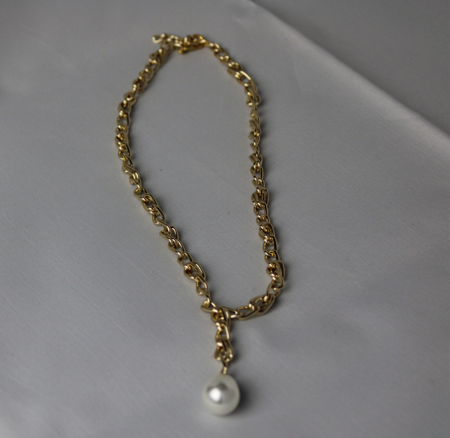 Gold Chain with Single Pearl Drop