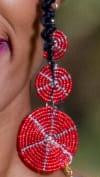 Red Round Beaded Earrings