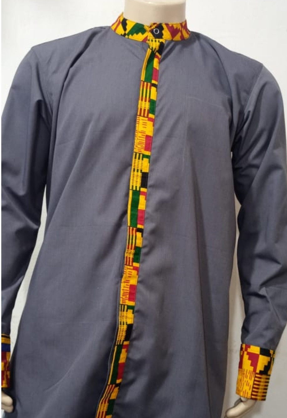 Chinese Collar Ankara Shirt