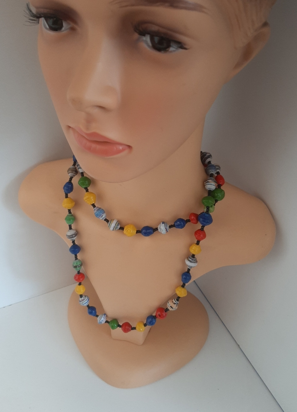 Multicoloured Long Paper Necklace