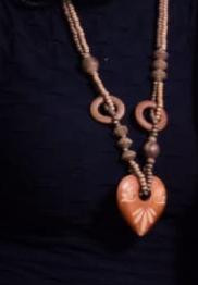 Heart Shaped Wood and Beads Necklace
