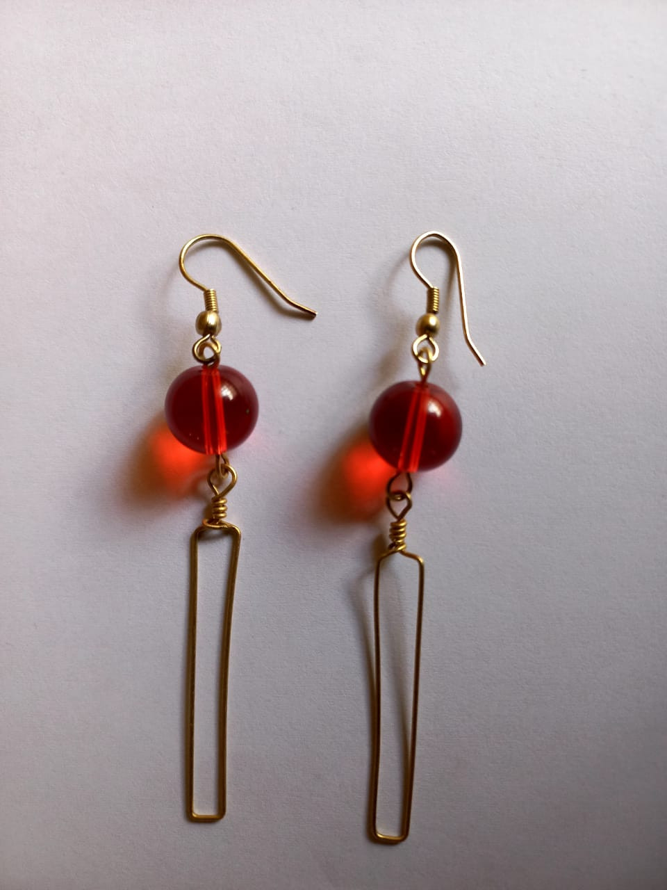 Red Round Glass Earrings