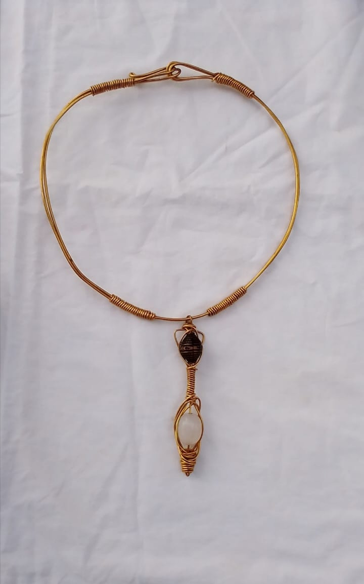 Brass And Amber Pendant