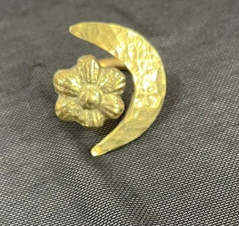 Brass Crescent Flower Ring