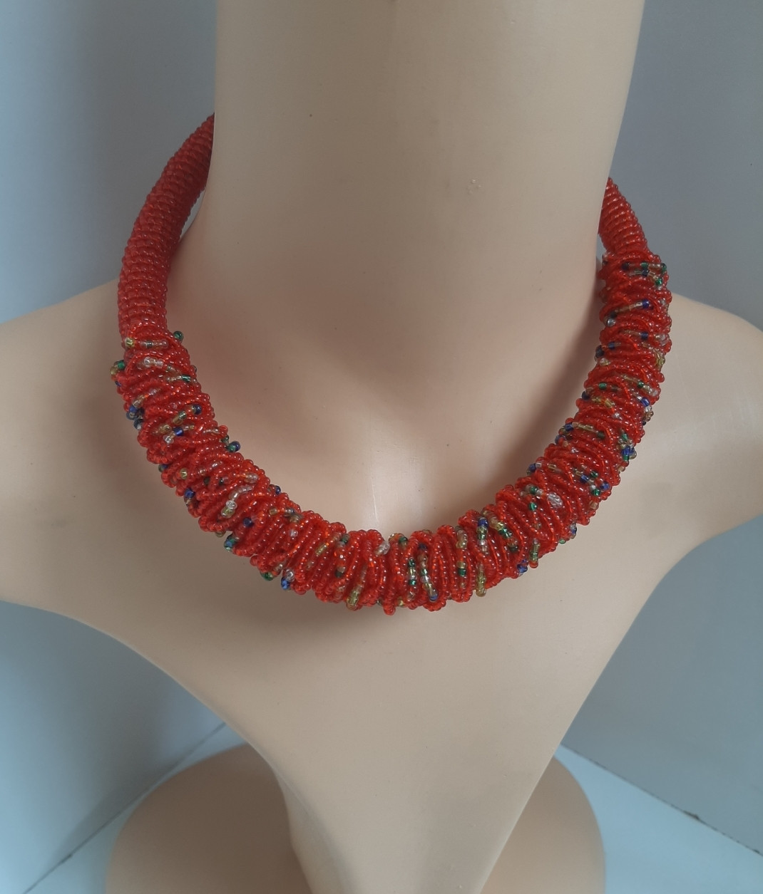 Red Short Beaded Necklace