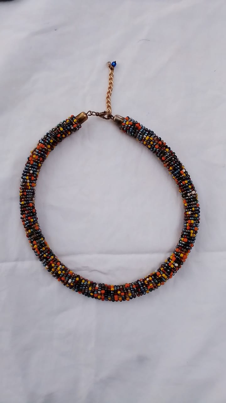 Mixed Colour Beaded Tube Choker