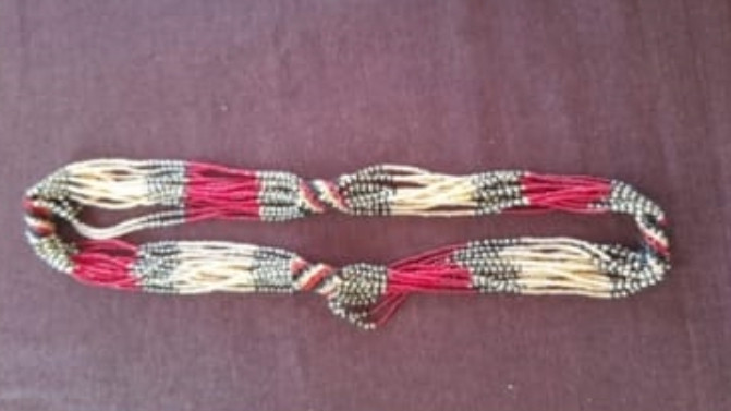 Cream Red Bulky Beaded Necklace