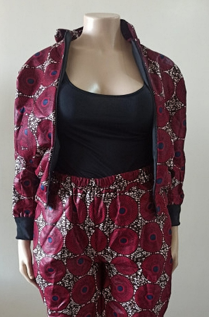 Ankara Hooded Bomber Jacket With Matching Pants