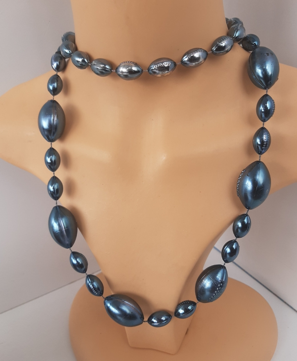 Long Shiny Blue Necklace