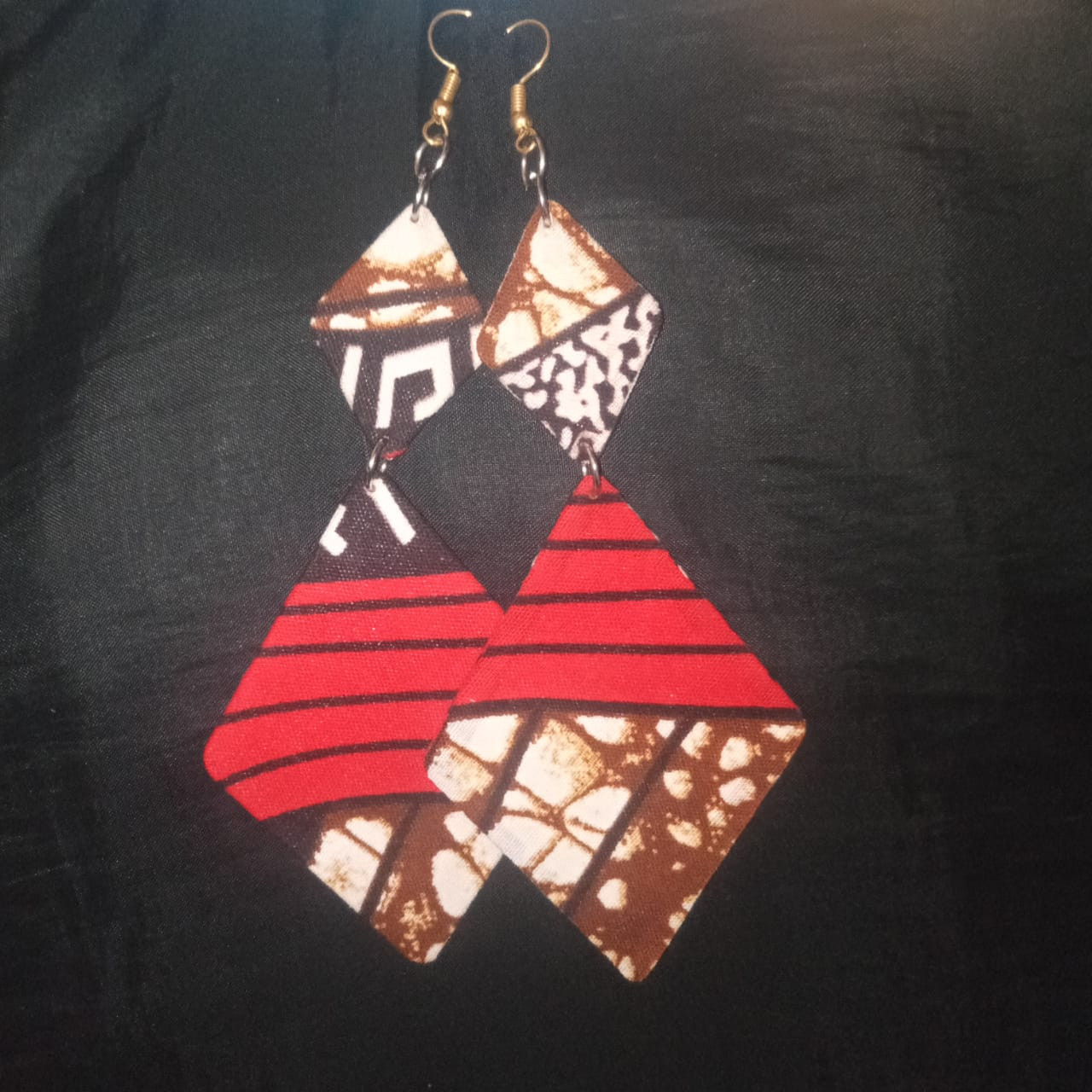 Kente Diamond Shaped Hanging Earrings