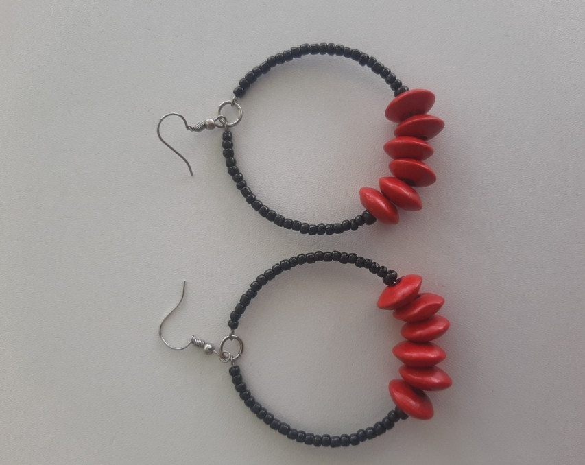 Red Stylish Round Earrings