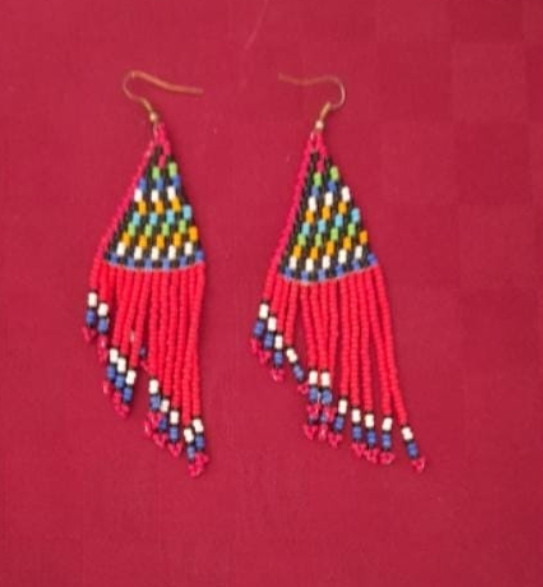 Red Mix Triangle Fall Earrings