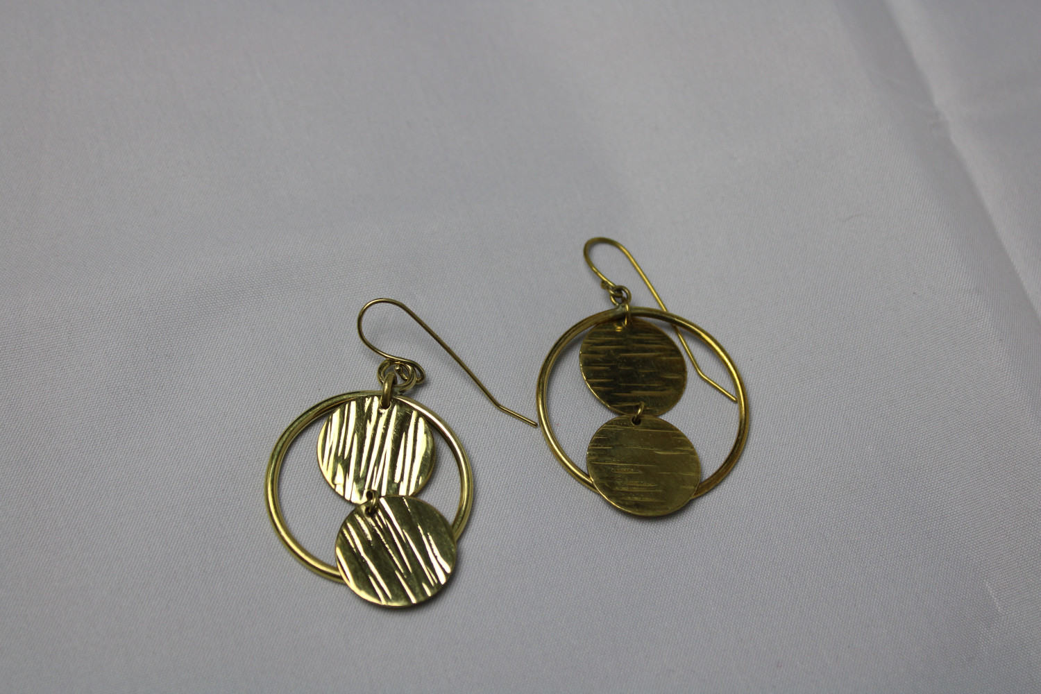 Brass Tripple Round Earrings