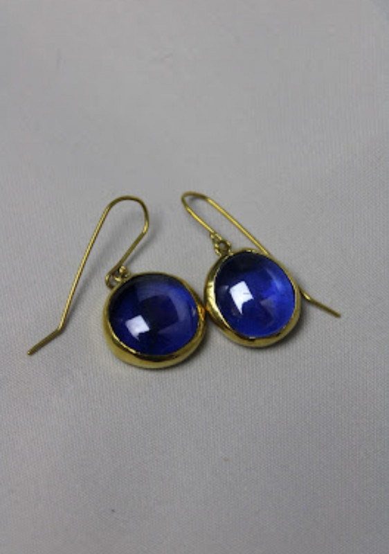 Glass Glossy Royal Blue Earrings