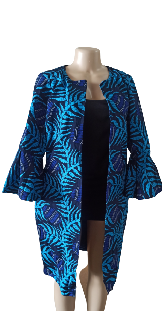 Blue Peplum Sleeved Kimono