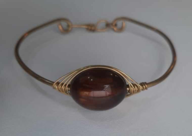 Brown Amber And Brass Bracelet