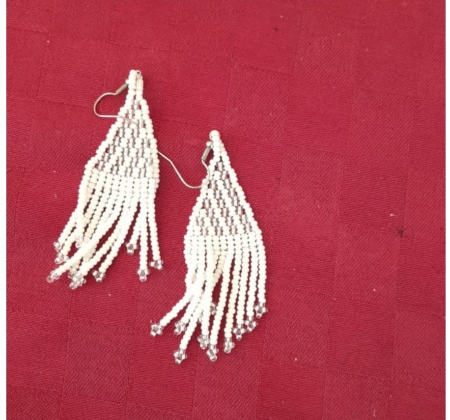 White Triangle fall Earrings