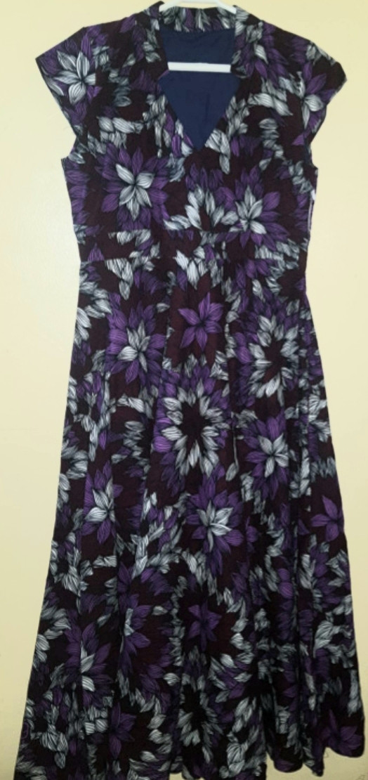 Purple Ankara Short Sleeved Dress