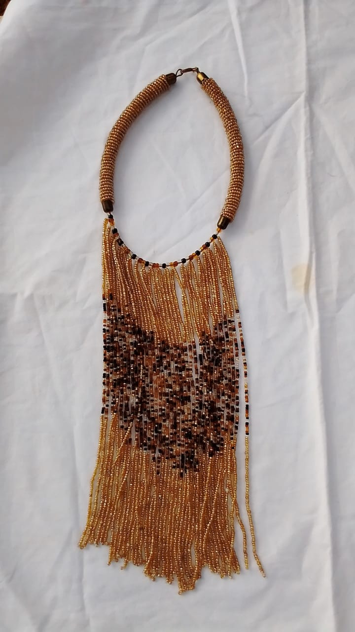 Brown Beaded Short Necklace
