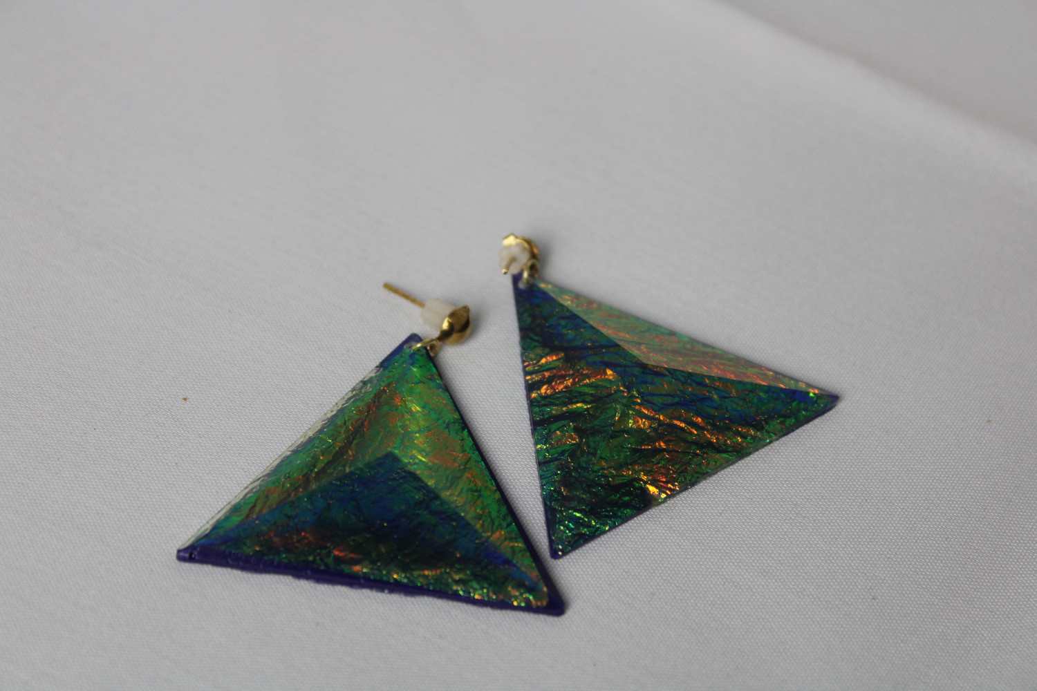 Green and Gold Crushed Earrings