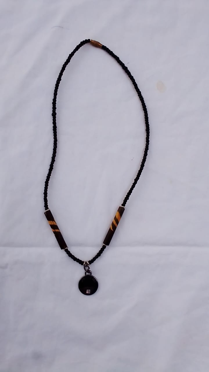 Straw Wood Beaded Necklace