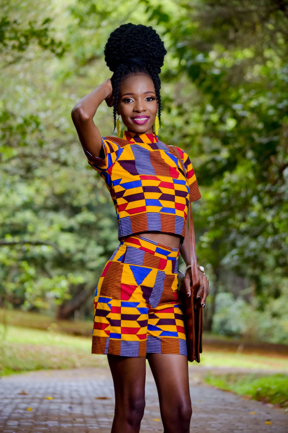 Kente Two Piece Shorts And Crop Top Set