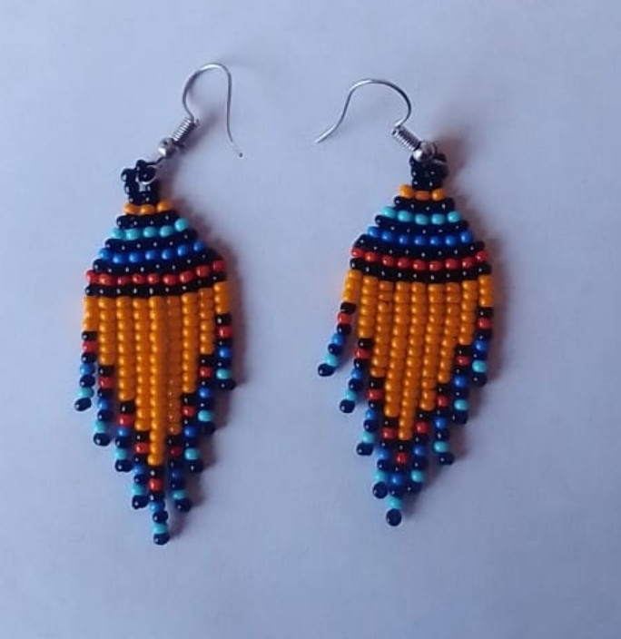 Orange Native American Beaded Earrings
