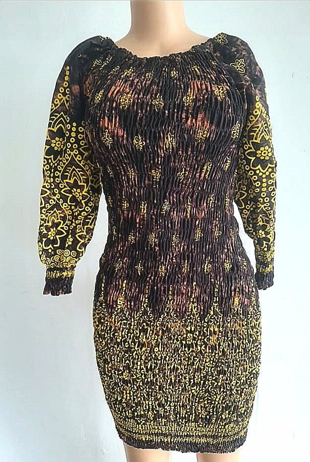 Brown And Gold Ankara Stretch Dress