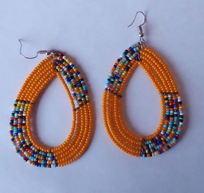 Orange Maasai  Beaded Earrings