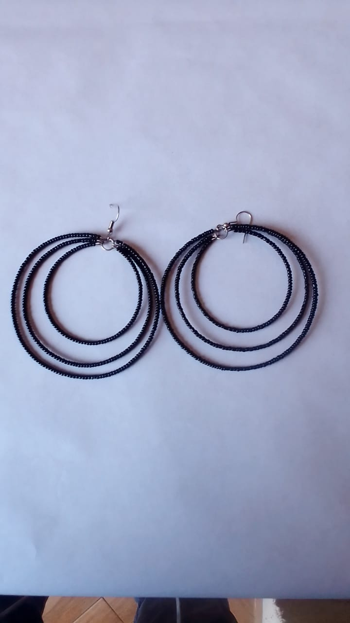 Black Beaded Earrings