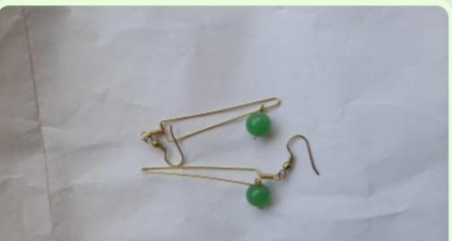 Green Glass Bead Earrings