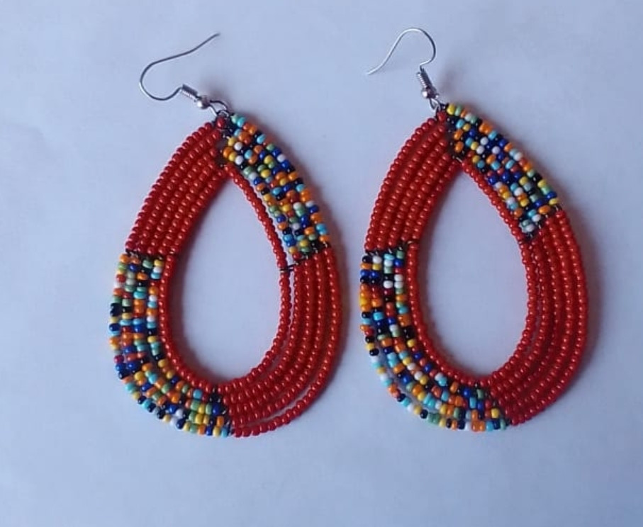 Red Maasai  Beaded Earrings