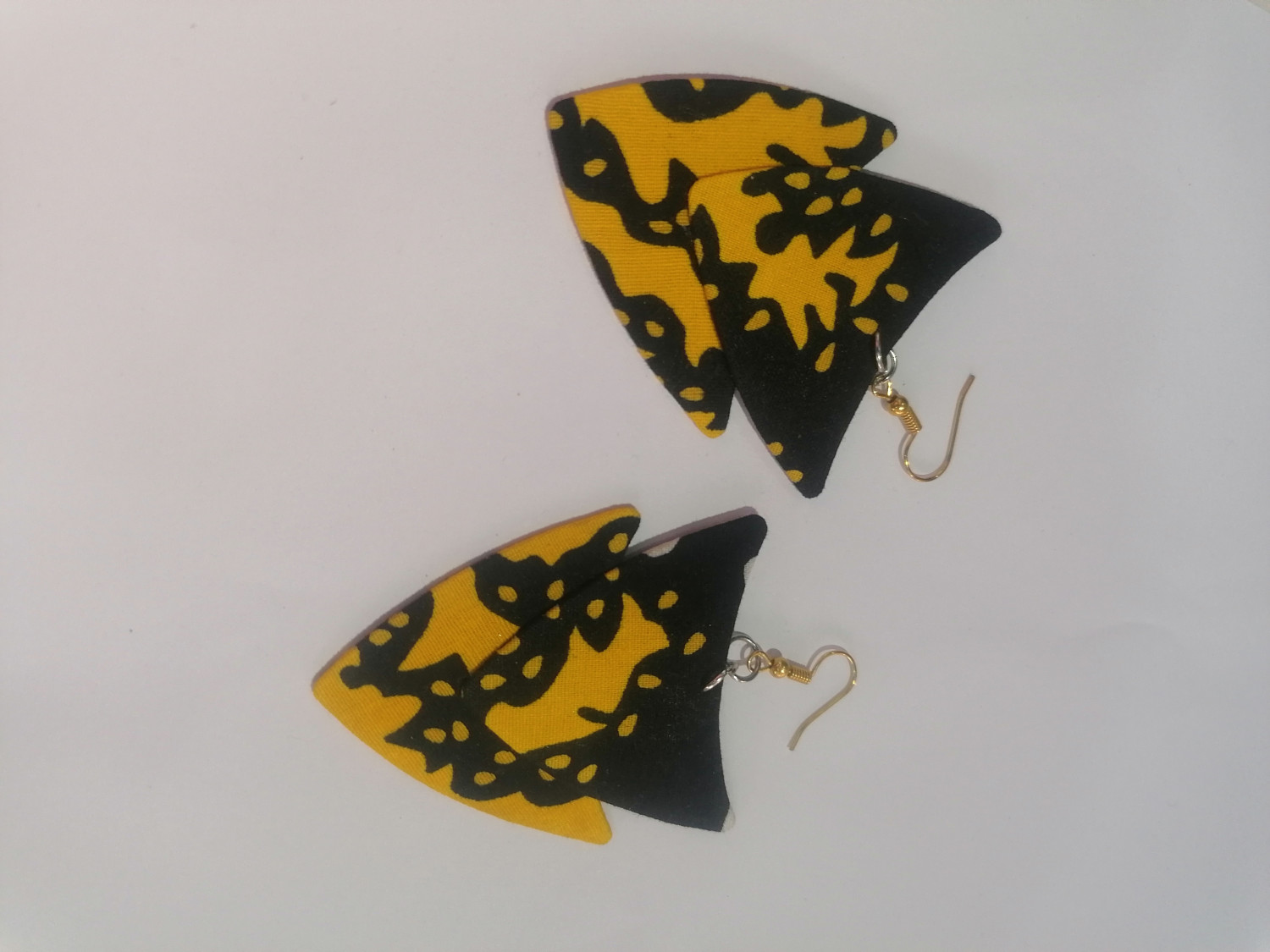 Black And Yellow Ankara Earrings