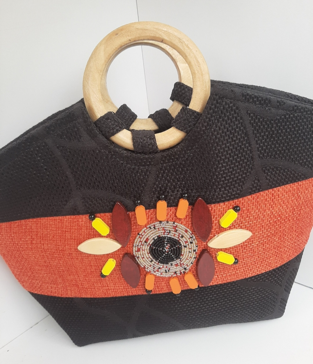 Black African Beaded Bag