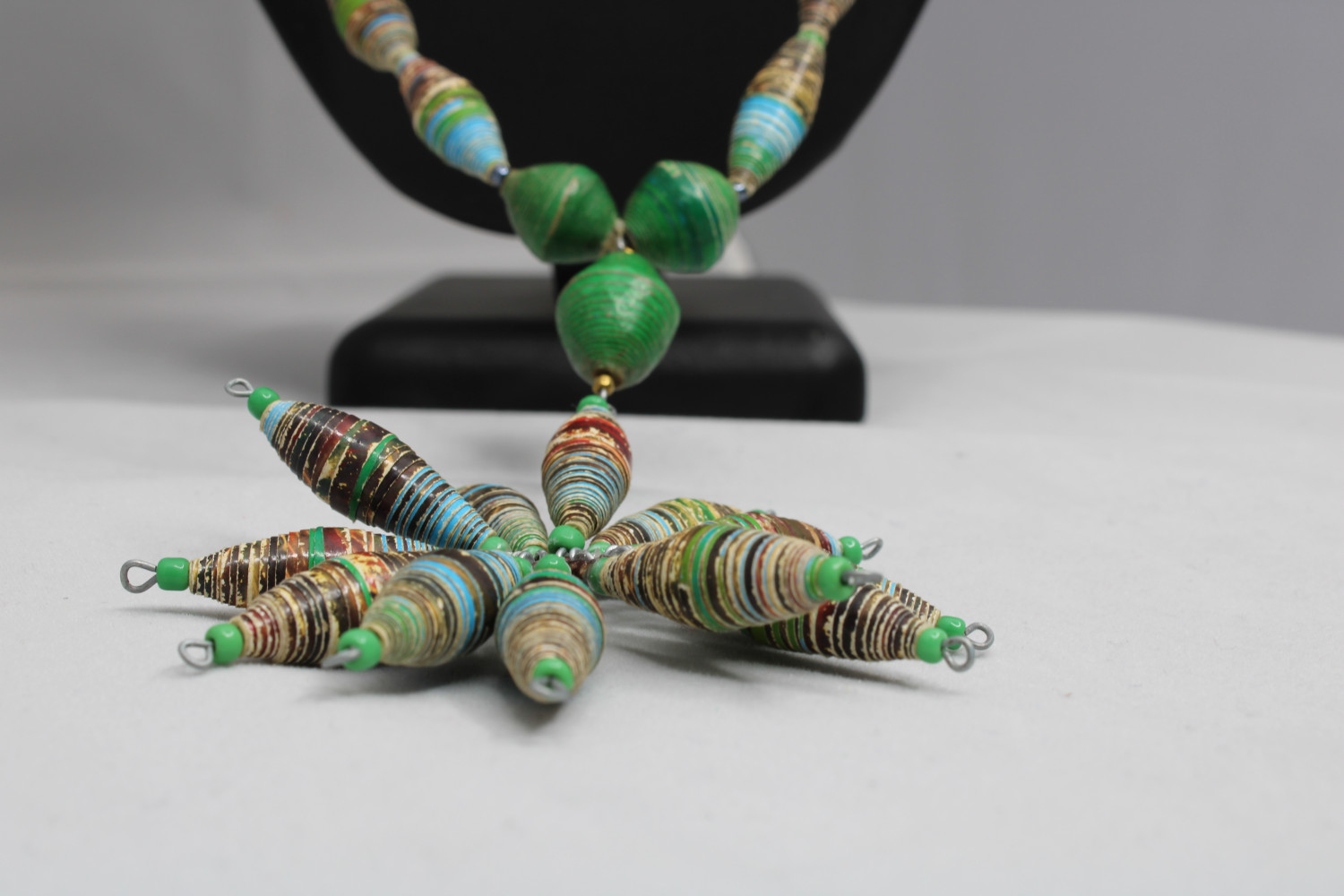 Green Paper Bead Necklace