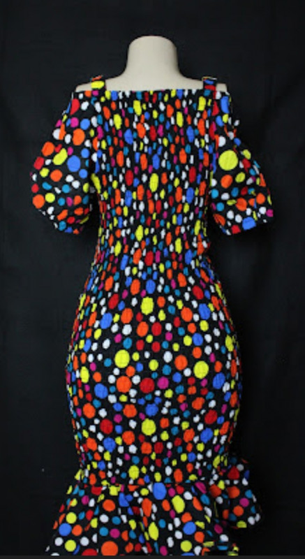 Polka Dot Kitenge Print Spandex Dress