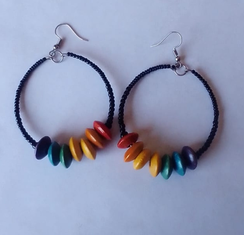 Rainbow Beaded Earrings