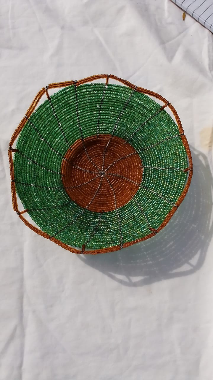 Green Golded Beaded Dish