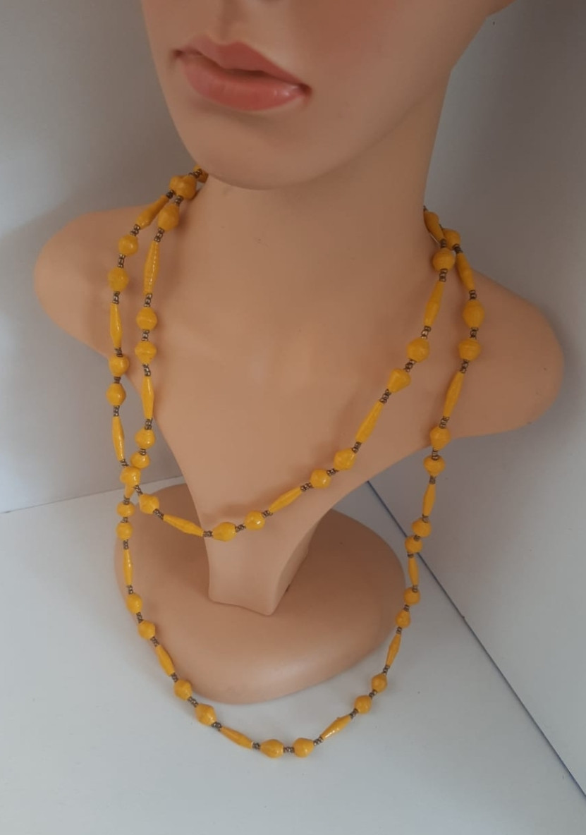 Yellow Long Paper Necklace