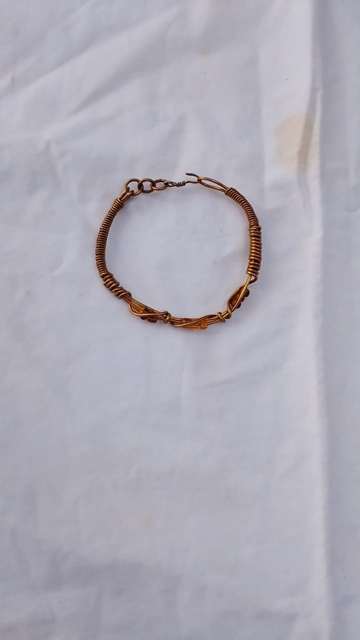 Small Woven Bead And Brass Bracelet