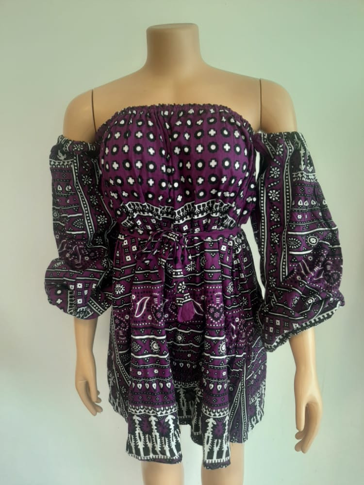 Purple Kishutu off Shoulder Dress