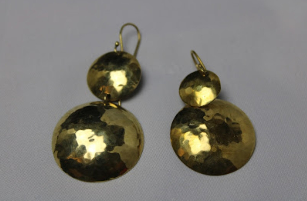 Double Rounded Brass Earrings